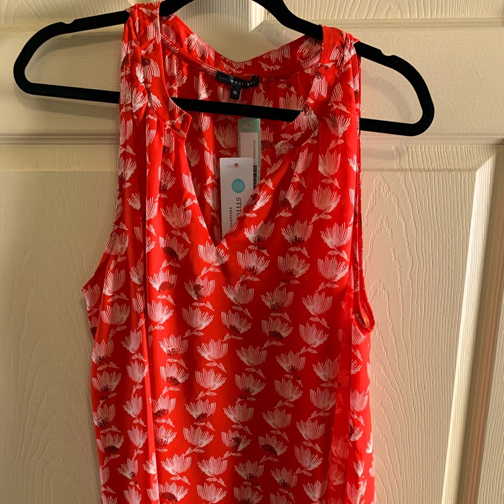 WEST KEI Raya split neck sleeveless blouse